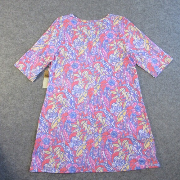 Habitat Women Mini Dress XL Floral Lagenlook Pink Purple Cotton Beach Casual 308 - Picture 11 of 14